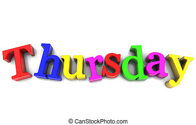 Thursday Clip Art Thursday Clipartby Pedjami3/406; Thursday, day of the week multicolored over white Background