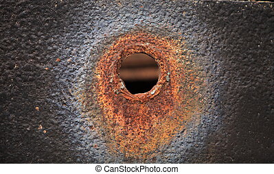 bullet hole sheet steel canstockphoto