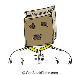 Vectors of cartoon man with paper bag on head csp15555731 - Search Clip