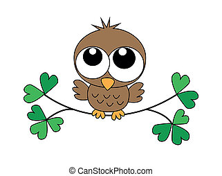 Owl owls print pattern illustration branch heart hearts ...