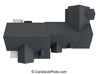 Stock Illustrations of Roof house, top view. 3D graphic isolated object