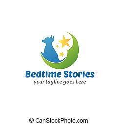 Bedtime Story Logo - dog, fairy tale, bedtime story