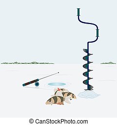 Download Ice fishing hole in the ice Vector Clip Art Illustrations ...