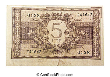 lira italian money close old