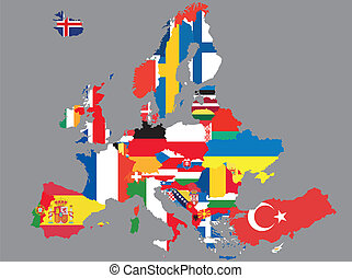 Vector Clip Art de Europa mapa bandera Ilustración de Europa bandera y csp