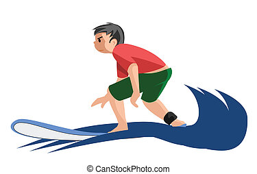 Illustrations Vectorisées de Surfer, enfant - a, heureux, dessin animé