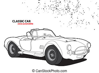 Vector of Classic car - Outline classic car on white background