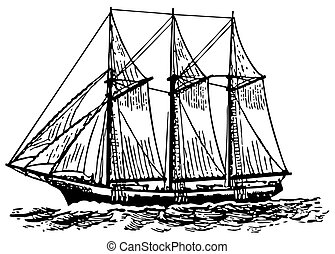 Vectors Illustration of old sailboat - draw from a sail boat made by