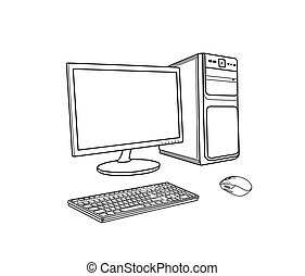 Stock Photographs of drawing computer system unit on a white background ...