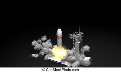 Rocket launching. 3d animation, rocket blast off. | CanStock