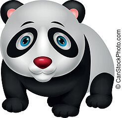 Panda walking black bear cartoon illustration vector Vector Clip Art ...