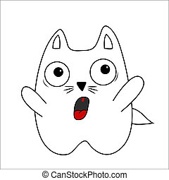 Vector Clipart of Scary Cat - illustration of set of scary cat in