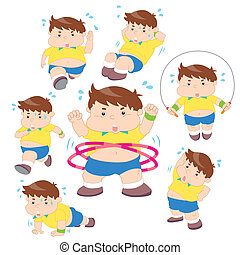 Boy cartoon child exercise illustration jogging kid person Vector