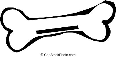 Vector Illustration of Outlined Dog Bone - Black And White Outlined Dog