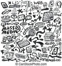 EPS Vector of Mass media icons in black csp5915484 - Search Clip Art ...