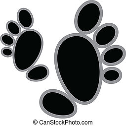 Vector Clipart of Dogs footprint - Isolated black dogs footprint on the