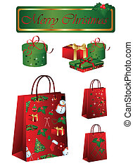 Clip Art Vector of Christmas shopping - Girls can be easily used