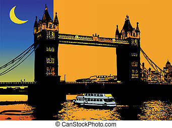 Vector Illustration of London Bridge Drawing - An image of a london