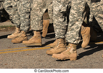 Stock Photographs of Military feet - Closeup view of soldiers lined up ...