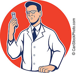 EPS Vector of Chemist Cartoon - Illustration of a smiling chemist