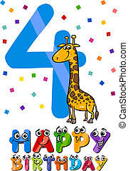 Birthday cute giraffe card cards cartoon party festive Illustrations ...