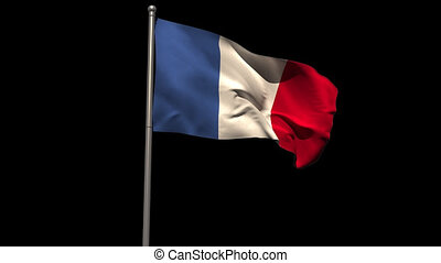 France national flag waving on flagpole on black background. | CanStock