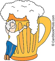 Clipart Vector of fat man chasing a mug of beer - desire can make us ...