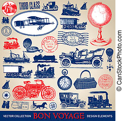 Clip Art Vector of Vintage suitcases set. Travel Vector illustration
