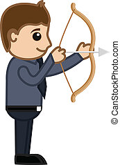 Clip Art Vector of Archer cartoon - Illustration of medieval archer