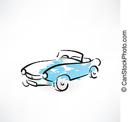 Vector Illustration of Grunge classic car illustration - Black and