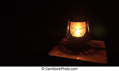 lit oil lamp