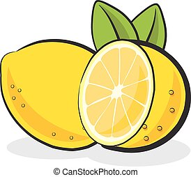 Lemon Fruit - sliced lemon with a full lemon vector...