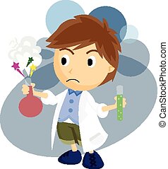 EPS Vector of Chemist Cartoon - Illustration of a smiling chemist