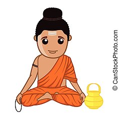 Vectors Illustration of Cartoon Gautam Buddha Vector Illustration