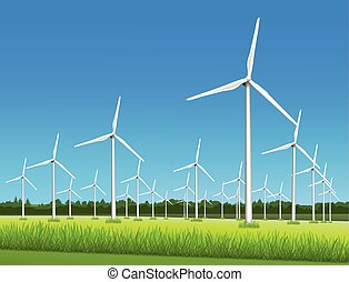 Vector Illustration of Wind Farm scene, vector illustration. csp5158202