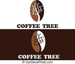 Clip Art Vector of coffee tree - vector coffee tree with black beans