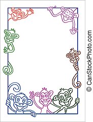 Drawing of Monkey Frame - Frame Design Featuring a Monkey Eating ...