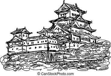 Clip Art of Himeji Castle - 3D Render of the Himeji Castle csp1100282