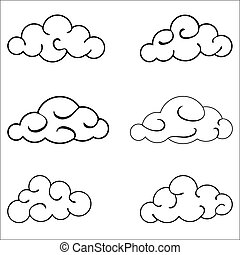 Vector of Black clouds outline - Different abstract black clouds