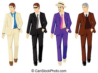 Vector Clip Art of Set of Men in Suits - Illustration set of various ...