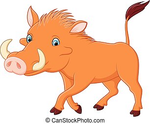 Clipart Vector of Warthog cartoon - Vector illustration of Warthog