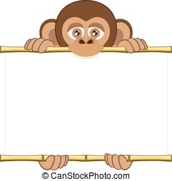 Monkey cartoon holding blank sign Stock Photos and Images. 101 Monkey ...