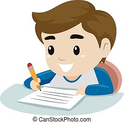 Vector Clip Art of Boy writing a letter csp9790341 - Search Clipart ...