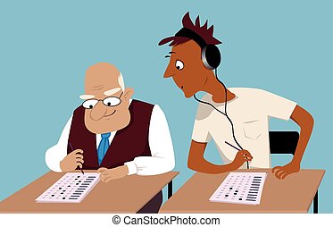 Vector Illustration of cheating student csp17412627 - Search Clipart