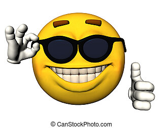 Clipart of Cool Emoticon - Illustration of a cool emoticon isolated on ...