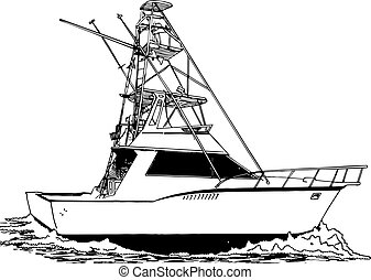 Download Clip Art Vector of Sport Fishing Boat - Name brand older ...