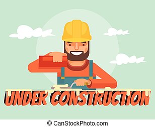 Clip Art Vector of Under construction cartoon - A cartoon building site