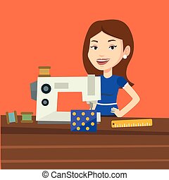 Clipart of proper sitting at a sewing machine - an illustration of the ...