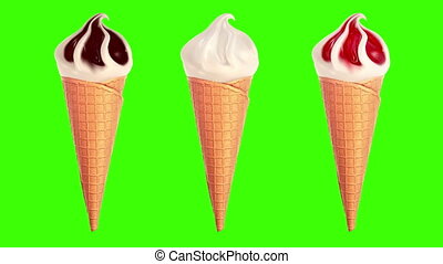 Ice cream slowly rotating on a green background. realistic 3d animation.  seamless loop, 4k. | CanStock