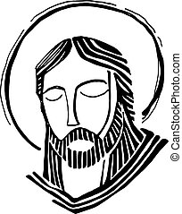 Vector Illustration of Jesus Christ face, art vector design csp28231324 ...